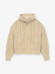 Fear of God Essentials Cable Knit Beige Hoodie