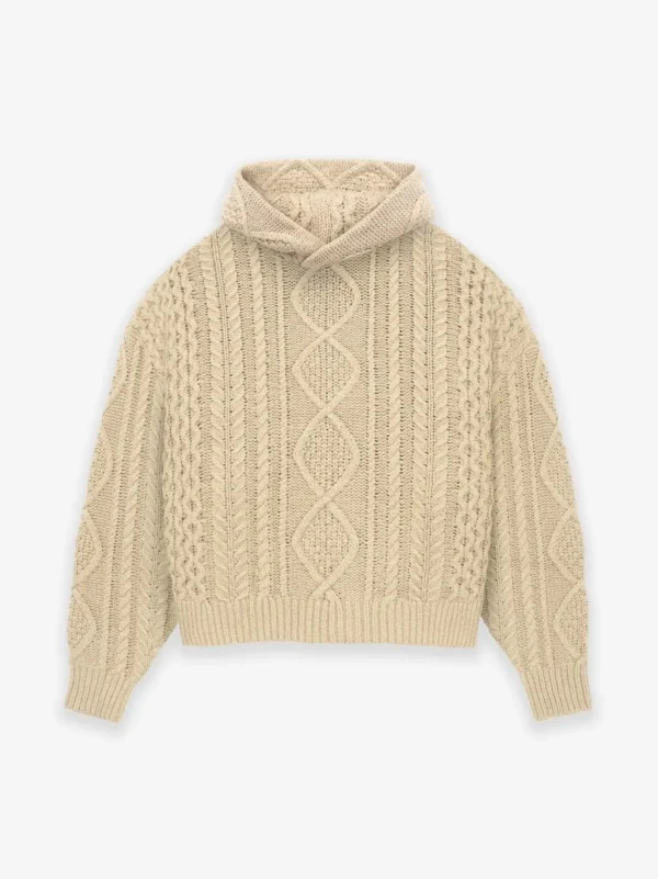 Fear of God Essentials Cable Knit Beige Hoodie